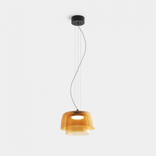 LEDS C4 Levels 2 Bodies Pendant Ø320mm + Ø220mm Amber Glass – 00-A027-05-15