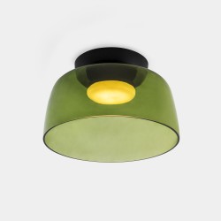 LEDS C4 Levels Surface Ceiling Light Ø320mm Green Glass DALI-2 – 15-A138-05-08