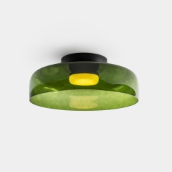LEDS C4 Levels Surface Ceiling Light Ø420mm Green Glass DALI-2 – 15-A139-05-08