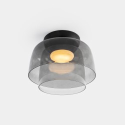 LEDS C4 Levels Surface Ceiling Light 2 Bodies Ø320mm + Ø220mm Fumé Glass DALI-2 – 15-A140-05-12