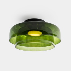 LEDS C4 Levels Surface Ceiling Light 2 Bodies Ø420mm + Ø320mm Green Glass DALI-2 – 15-A141-05-08
