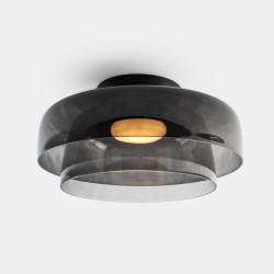 LEDS C4 Levels Surface Ceiling Light 2 Bodies Ø420mm + Ø320mm Fumé Glass DALI-2 – 15-A141-05-12