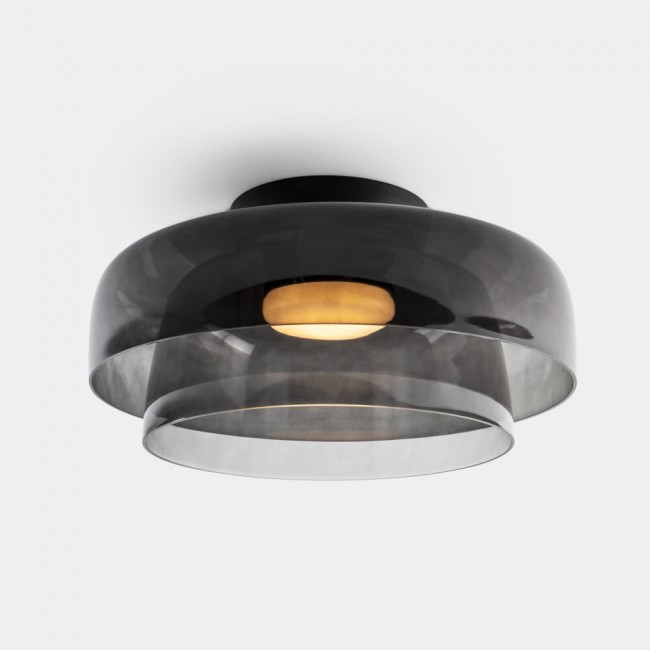 LEDS C4 Levels Surface Ceiling Light 2 Bodies Ø420mm + Ø320mm Fumé Glass DALI-2 – 15-A141-05-12