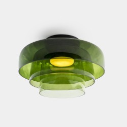 LEDS C4 Levels Surface Ceiling Light 3 Bodies Ø420mm + Ø320mm + Ø220mm Green Glass DALI-2 – 15-A142-05-08