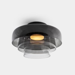LEDS C4 Levels Surface Ceiling Light 3 Bodies Ø420mm + Ø320mm + Ø220mm Fumé Glass DALI-2 – 15-A142-05-12