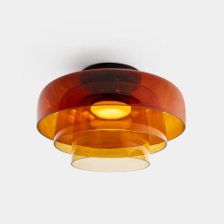 LEDS C4 Levels Surface Ceiling Light 3 Bodies Ø420mm + Ø320mm + Ø220mm Amber Glass DALI-2 – 15-A142-05-15