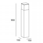 LEDS-C4 CUBIK 900mm E27 Outdoor Bollard Light Urban Grey 55-9549-Z5-M3