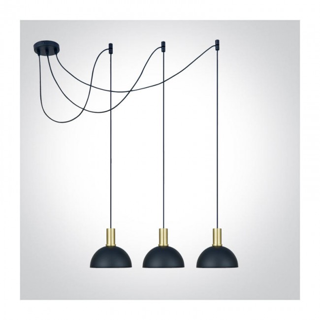 ONE LIGHT BRUSHED BRASS WITH BLACK SHADE 10W 3xE27 - 63140C/BBS