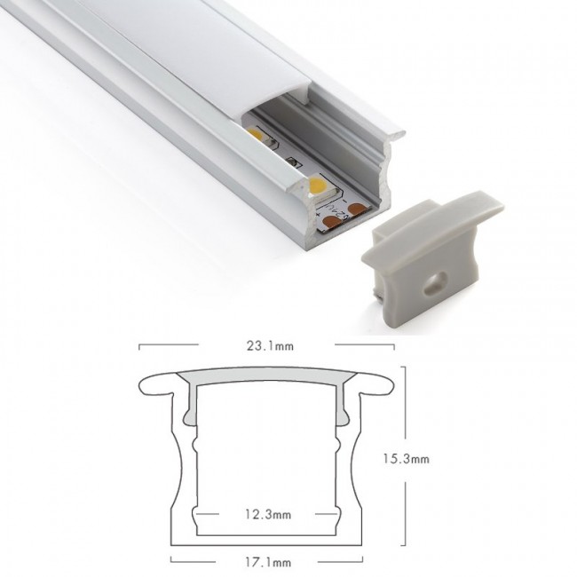 TEUCER 1 METER INSET MOUNTED ALUMINIUM DEEP EXTRUSION AL-2i/1M