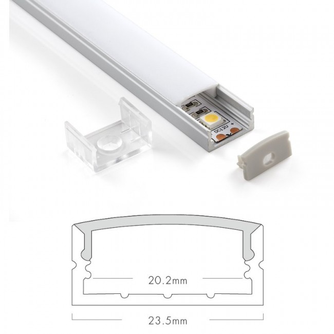 TEUCER 1 METER SURFACE MOUNTED DOUBLE PROFILE SHALLOW EXTRUSION AL-5/1M