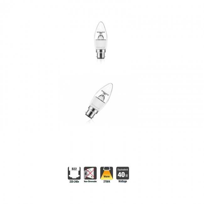 Candle 5.5W (40W) 2700K 470lm B22 Non-Dimmable Clear Lamp