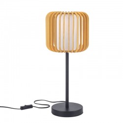 VIVA DE-0200-NAT Table Lamp - Black and Light Wood Finish