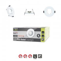 Evofire 70mm cut-out IP65 Fire Rated Downlight with GU10 Holder - 4 pack, ILDLFR70D001-4
