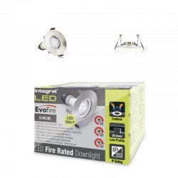 Evofire 70mm cutout Fire Rated Downlight Round Satin Nickel with GU10 Holder
