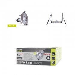 Evofire 70mm cutout Fire Rated Static Downlight Round Satin Nickel with GU10 Holder - 4 Pack