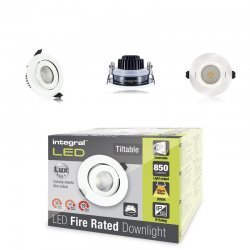 Fire Rated Tiltable Downlight 11W (62W) 3000K 850lm 55 deg beam angle 92mm cut-out Dimmable