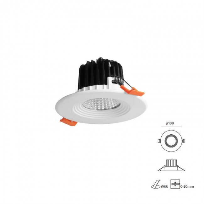 FORLIGHT Base Ø100mm Downlight 7W LED 3000K White 518lm - TC-0501-BLA FORLIGHT Base Ø100mm Downlight 7W LED 3000K White 518lm - TC-0501-BLA