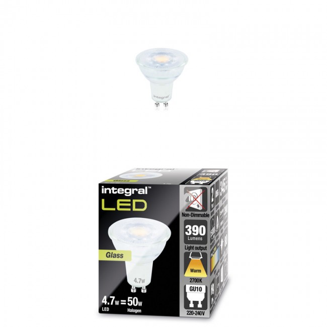GU10 Glass PAR16 4.7W (50W) 2700K 390lm Non-Dimmable Lamp ILGU10NC083