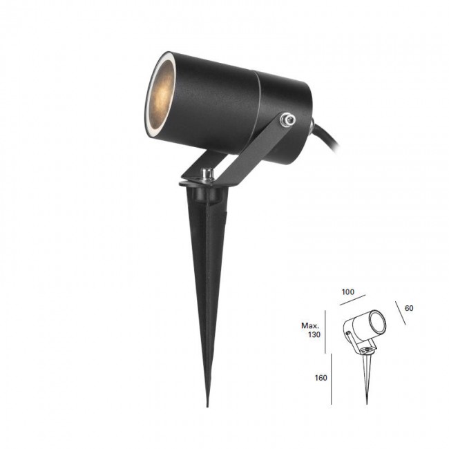 FORLIGHT HIT outdoor Spotlight IP65 GU10 8W Black - PX-0360-NEG