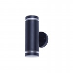 OUTDOOR STAINLESS STEEL UP AND DOWN WALL LIGHT IP65 2xGU10 BLACK