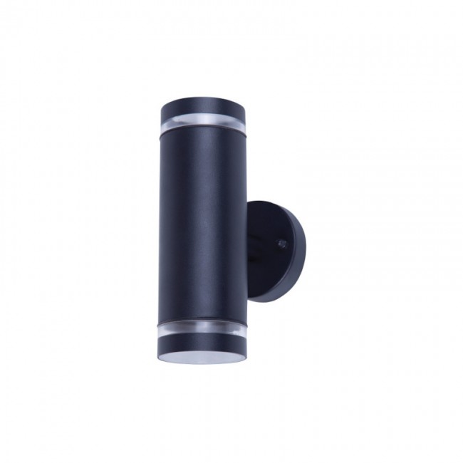 OUTDOOR STAINLESS STEEL UP AND DOWN WALL LIGHT IP65 2xGU10 BLACK
