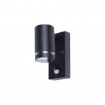 OUTDOOR STAINLESS STEEL DOWN WALL LIGHT PIR IP54 1x GU10 BLACK