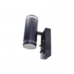 OUTDOOR STAINLESS STEEL UP AND DOWN WALL LIGHT PIR IP54 2 x GU10 BLACK