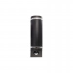 OUTDOOR STAINLESS STEEL UP AND DOWN WALL LIGHT PIR IP54 2 x GU10 BLACK