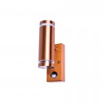 OUTDOOR STAINLESS STEEL UP AND DOWN WALL LIGHT PIR IP54 2 x GU10 COPPER