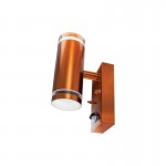 OUTDOOR STAINLESS STEEL UP AND DOWN WALL LIGHT PIR IP54 2 x GU10 COPPER