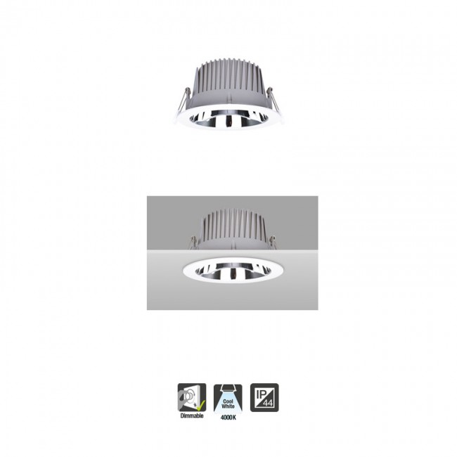INTEGRAL LED Recess Pro Downlight IP44 200mm cutout 35W 4000lm 115lm/W 4000K Dimmable Finish-Matt white