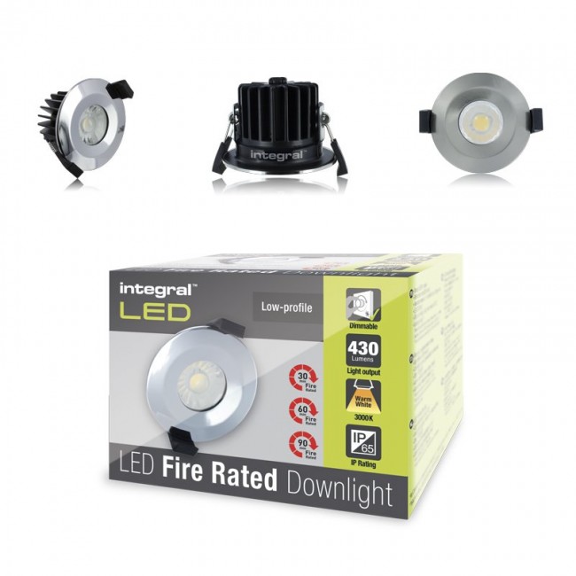 Fire Rated Downlight 6W (40W) 4000K 440lm 38 deg beam angle 70mm-75mm cut-out Dimmable with Chrome Bezel