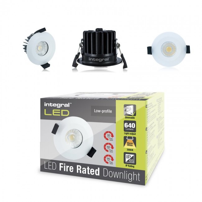 Fire Rated Downlight 8.5W (51W) 660lm 4000K 60 deg beam angle 70mm-75mm cut-out Dimmable
