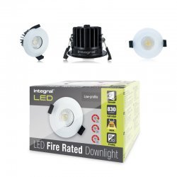 Fire Rated Downlight 10W (61W) 830lm 3000K 60 deg beam angle 70mm-75mm cut-out Dimmable