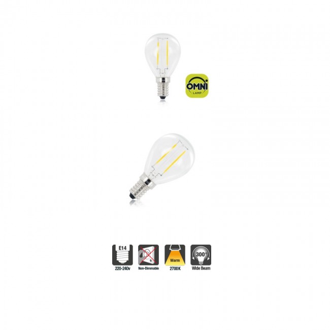 Mini Globe Full Glass Omni-Lamp 2.8W (25W) 2700K 250lm E14 Non-Dimmable 300 deg Beam Angle