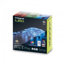 RGB PLUG AND PLAY LED STRIP KITS IP20 5M 4.5W/M 30LED/M 10MM WIDTH 120 BEAM BOX PACK WITH IR CONTROLLER & BLE APP CONTROL UK PLUG