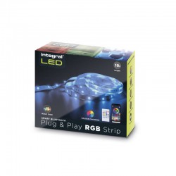 RGB PLUG AND PLAY LED STRIP KITS IP20 10M(2x5M) 4.5W/M 30LED/M 10MM WIDTH 120 BEAM BOX PACK WITH IR CONTROLLER & BLE APP CONTROL UK PLUG