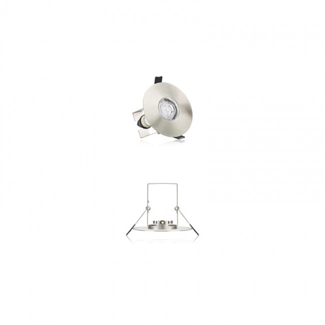 INTEGRAL LED Evofire 70mm-100mm cut-out Fire Rated Downlight Round Satin Nickel with Insulation Guard and GU10 Holder