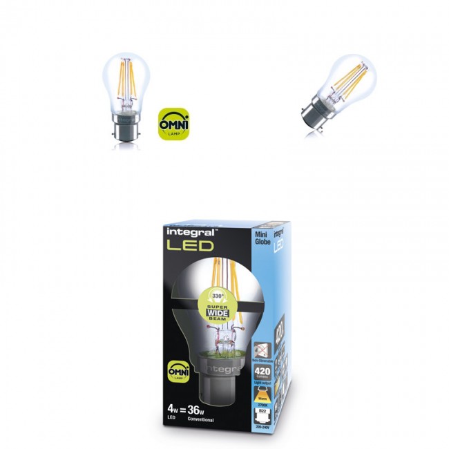 INTEGRAL LED Mini Globe Full Glass Omni-Lamp 4W