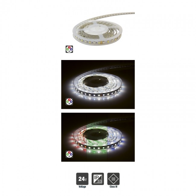 INTEGRAL LED RGBW 24V Strip IP33 5m x 12mm Colour Changing 12W per metre
