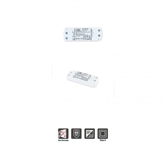 IP20 20W Constant Voltage LED Driver, 200-240VAC to 12VDC, Non-Dimmable