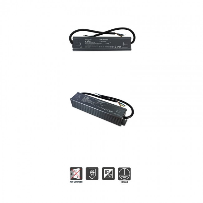IP67 100W Constant Voltage LED Driver, 200-240VA to 24VDC, Non-Dimmable