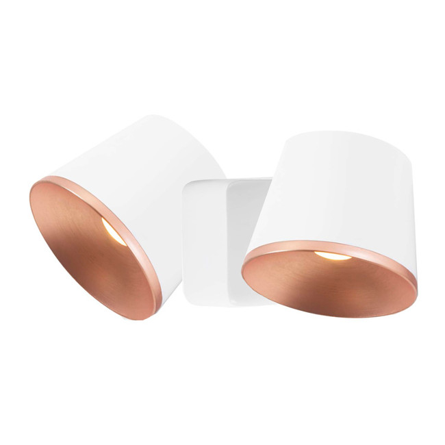 LEDS-C4 DRONE TWIN LED WALL / CEILING LIGHT IN MATT WHITE AND COPPER