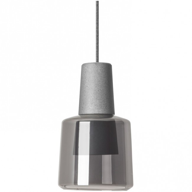 LEDS-C4 KHOI LED PENDANT LIGHT IN CONCRETE GREY AND GLASS.