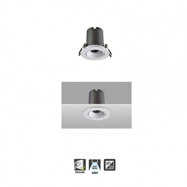 Lux Hi-Brite 60 Tiltable Downlight 60mm cutout 9W 785lm 90lm/W 4000K Dimmable Finish-F Matt White