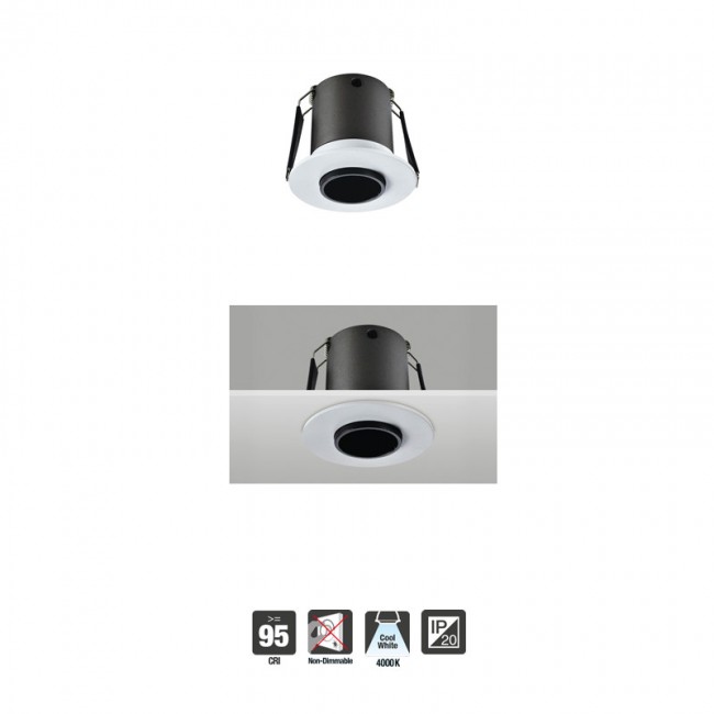 Lux Mini 35 Downlight 35mm cutout CRI 95 3.3W 160lm 4000K Non-Dimmable Finish-A Matt White