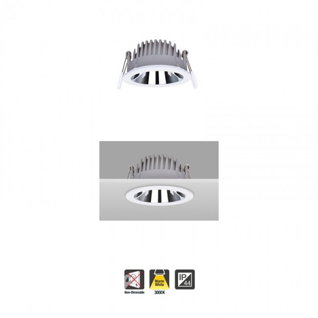 Recess Pro Downlight IP44 125mm cutout 20W 2000lm 100lm/W 3000K Non-Dimmable Finish-Matt white