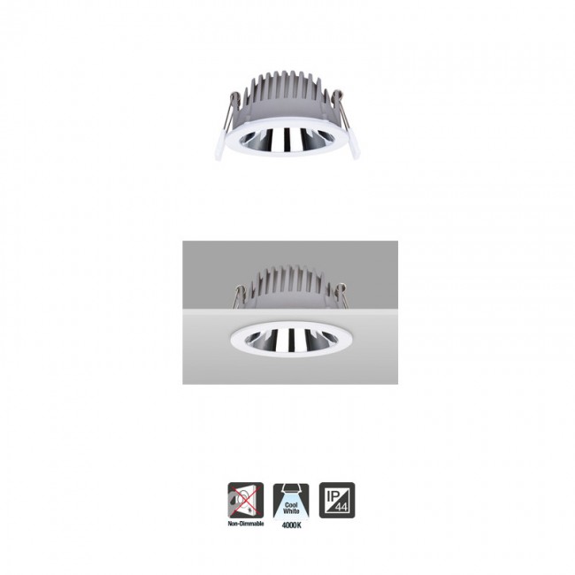 Recess Pro Downlight IP44 125mm cutout 20W 2100lm 105lm/W 4000K Non-Dimmable Finish-Matt white