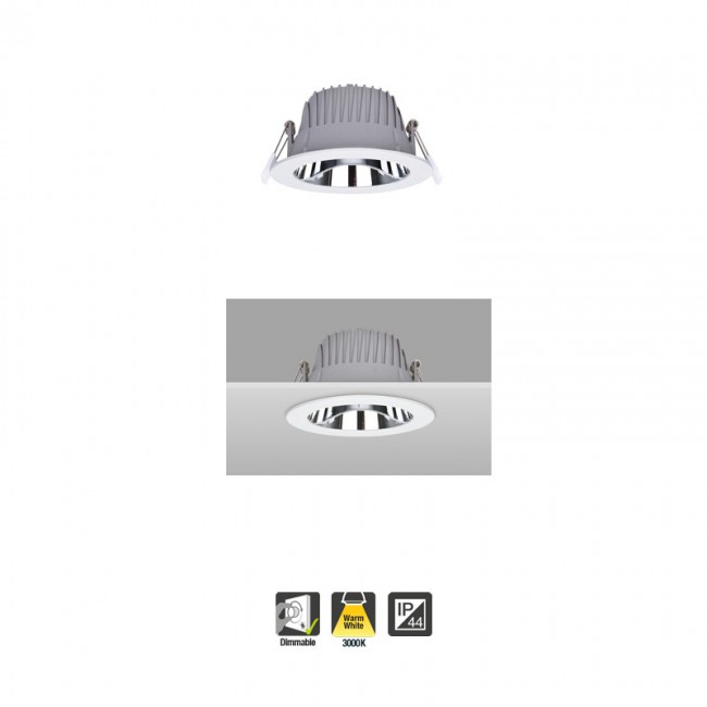 Recess Pro Downlight IP44 150mm cutout 28W 2700lm 96lm/W 3000K Dimmable Finish-Matt white