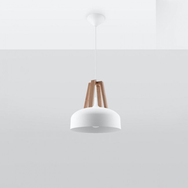 Sollux Pendant lamp CASCO white/natural wood